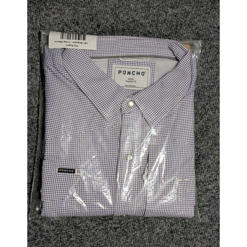 Poncho Shirt Mens 3XL Regular Fit Pearl Snap Long Sleeve